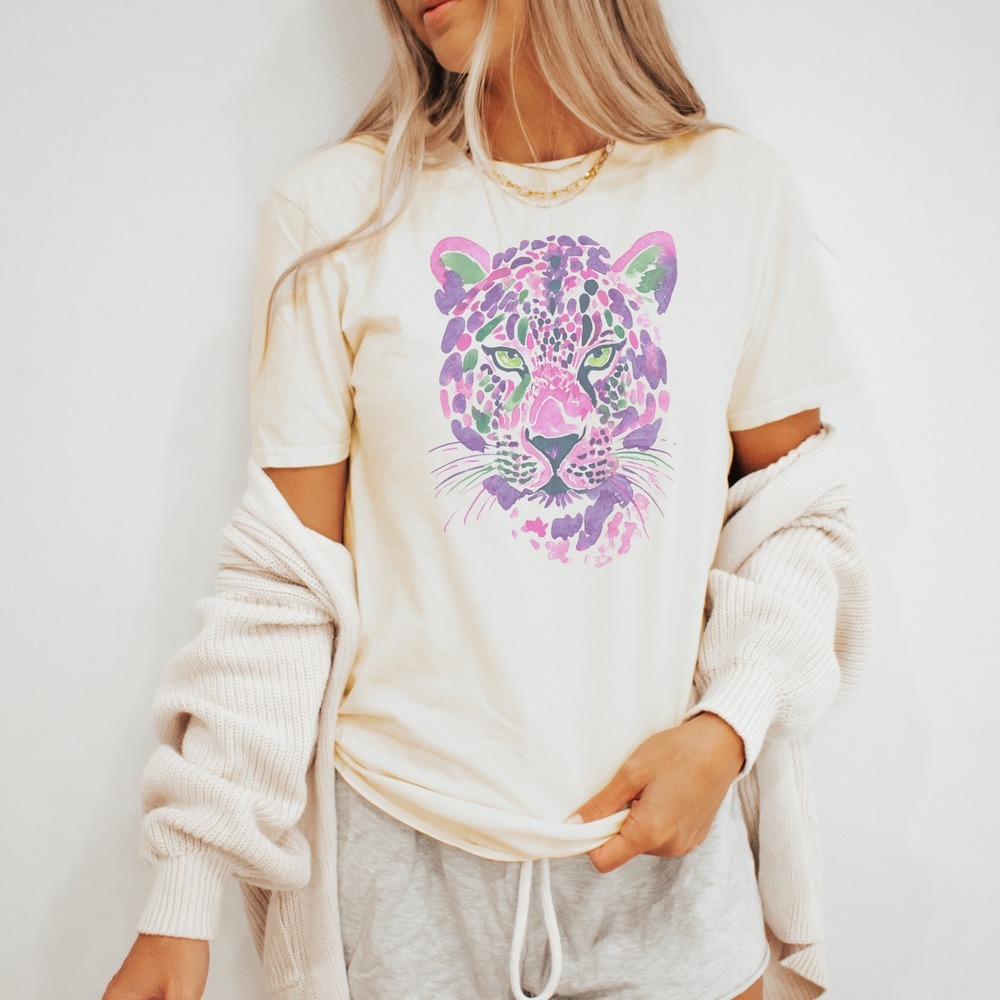 Watercolor Cat Abstract Boho Tee